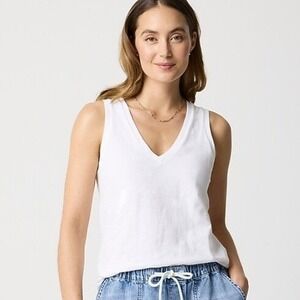NEW J. Crew Slub Cotton V Neck Tee White XL NWT